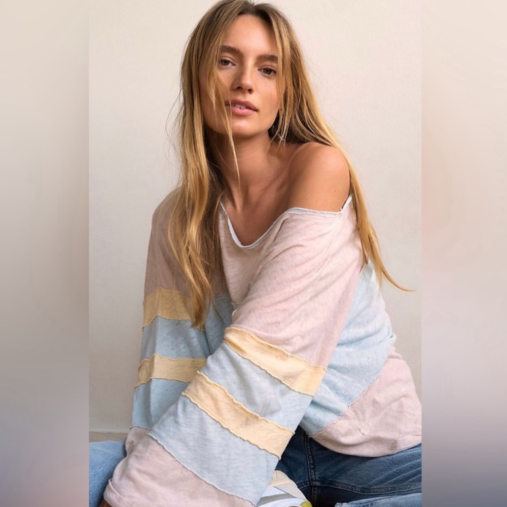 ISO Free people bobbi tee - Pink and blue DO NOT BUY We the free long sleeve